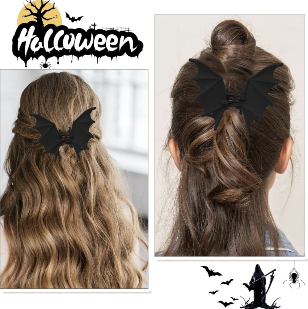 Black Bat Wing Hair Clip NIP - Picture 4 of 7